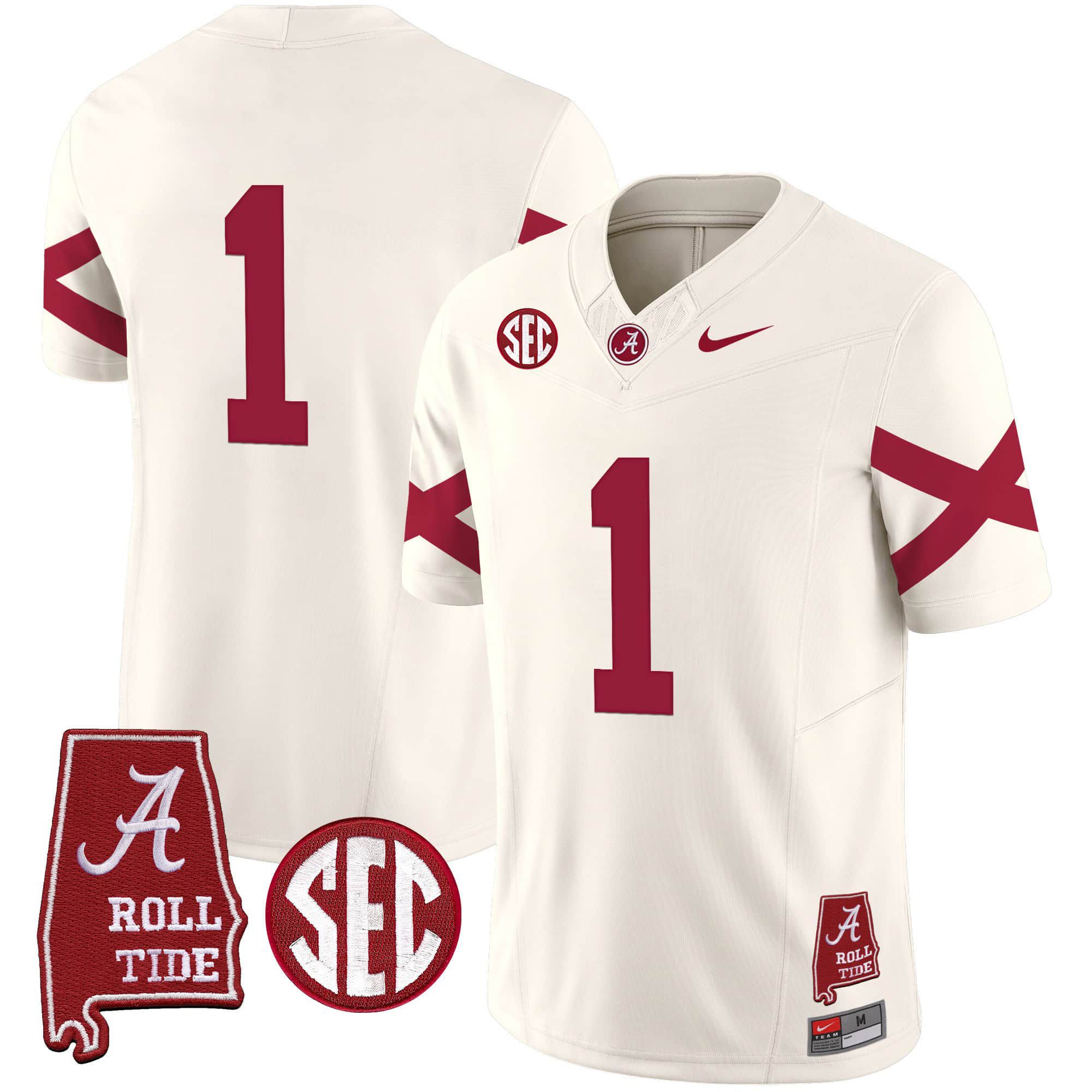 Men Alabama Crimson Tide #1 No Name Cream Map Vapor Limited 2024 Nike NCAA Jersey->indianapolis colts->NFL Jersey